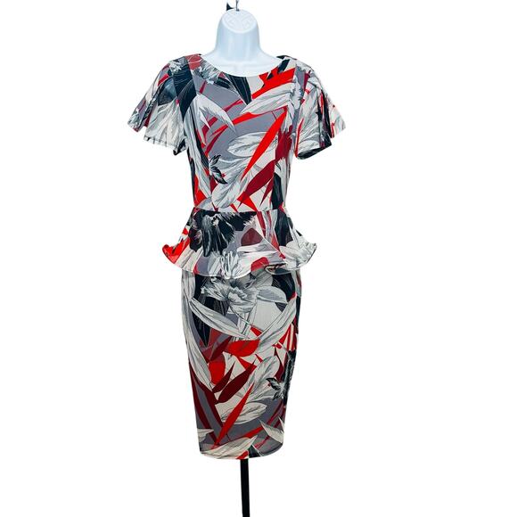Floral Peplum Pencil Dress - Picture 1 of 5